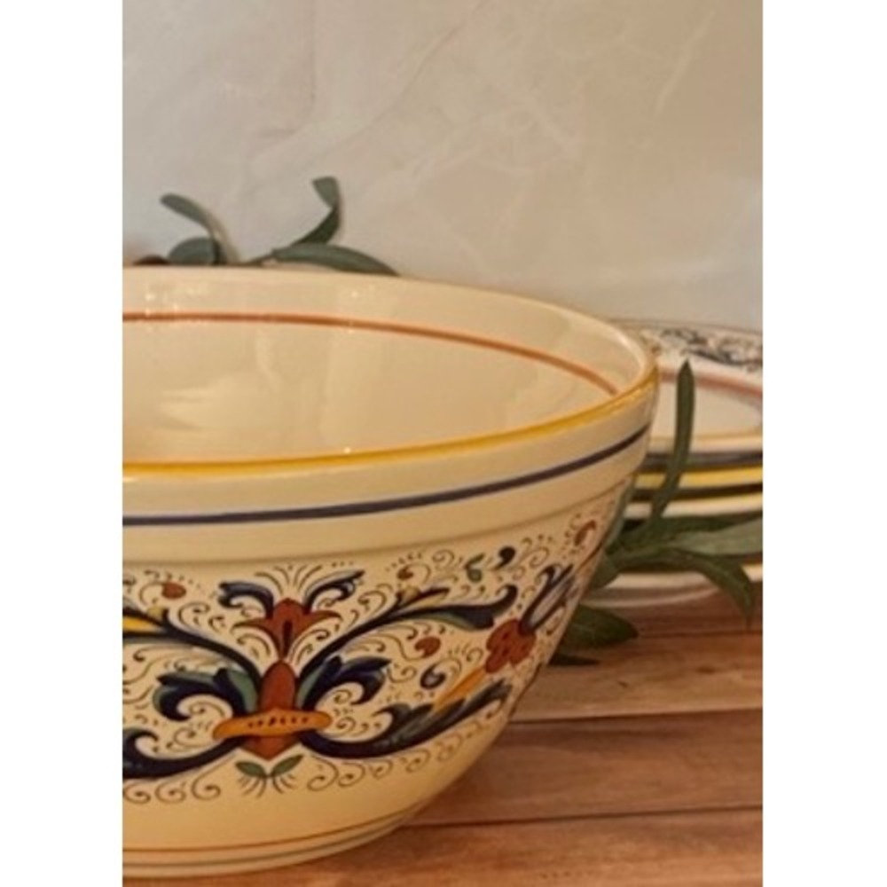 Ceramica Nova Deruta Italy Serving Bowl and 7 Plates Set Hand Painted Ceramic